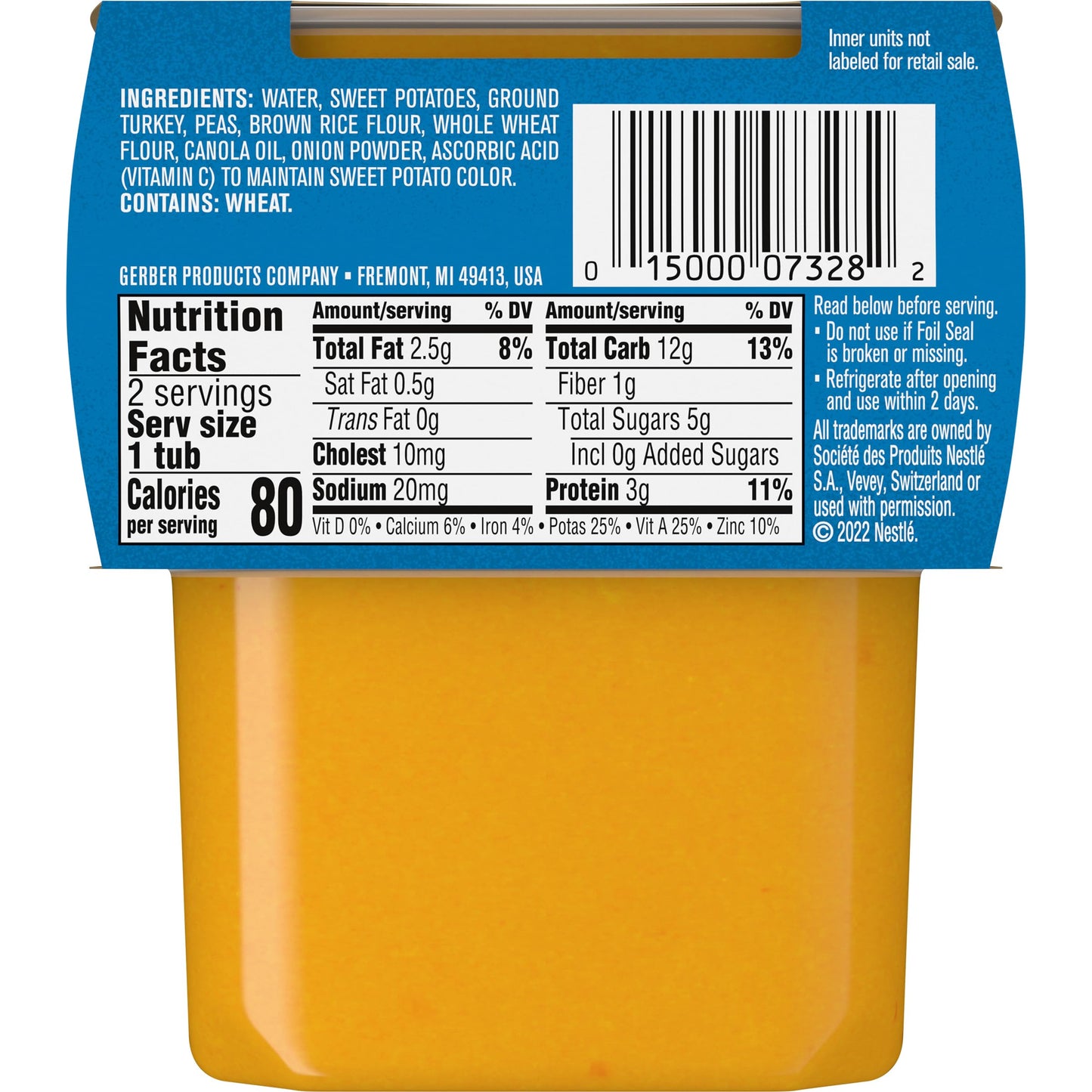 Gerber Baby Food 2Nd Foods, Dinner, Turkey & Rice Puree, 4 Ounce Tubs, 2-Pack (Pack Of 8)