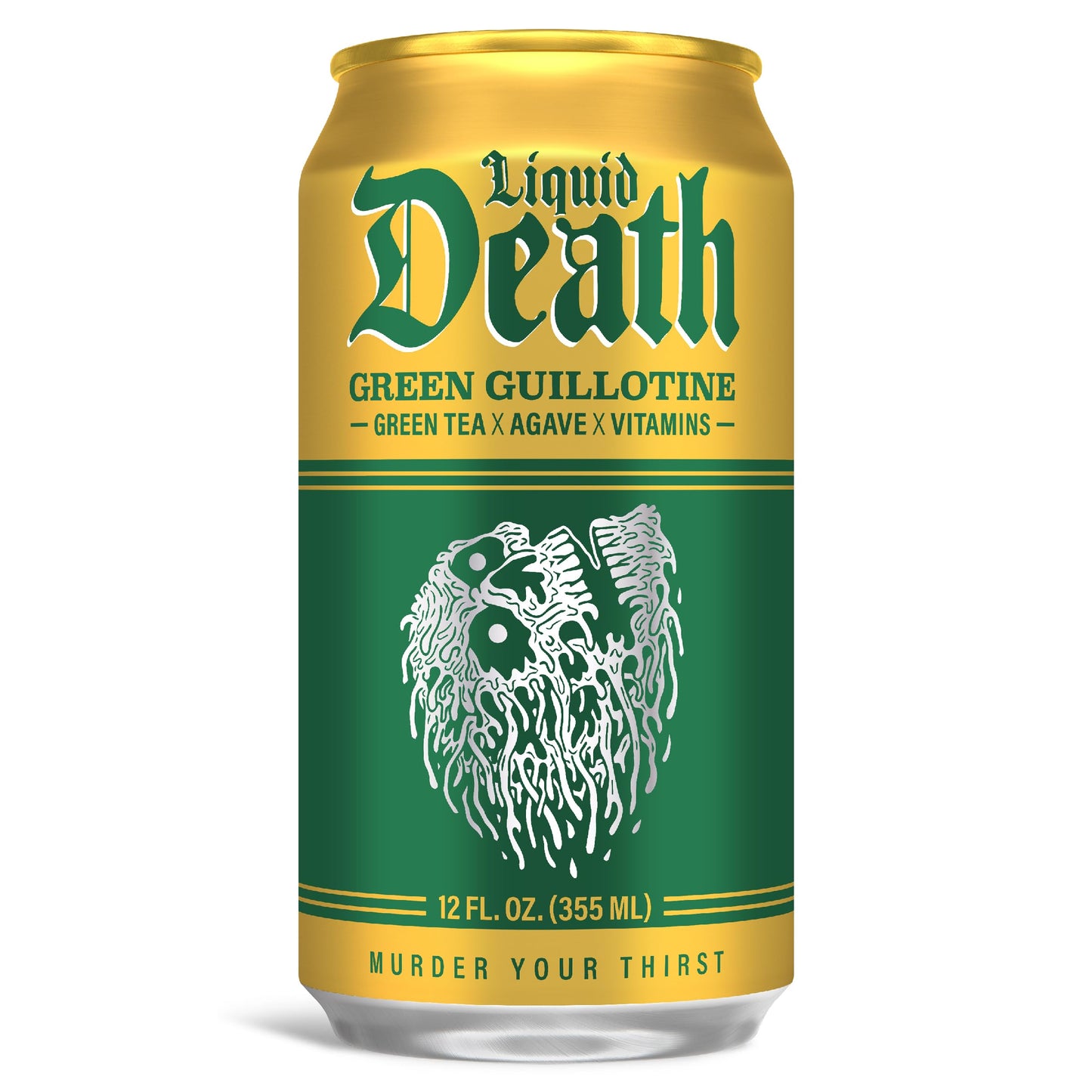 Liquid Death, Green Guillotine Iced Tea, 12-Pack (12 Oz Cans), Green Tea, Low Calorie, No Artificial Sweeteners, B12 & B6 Vitami