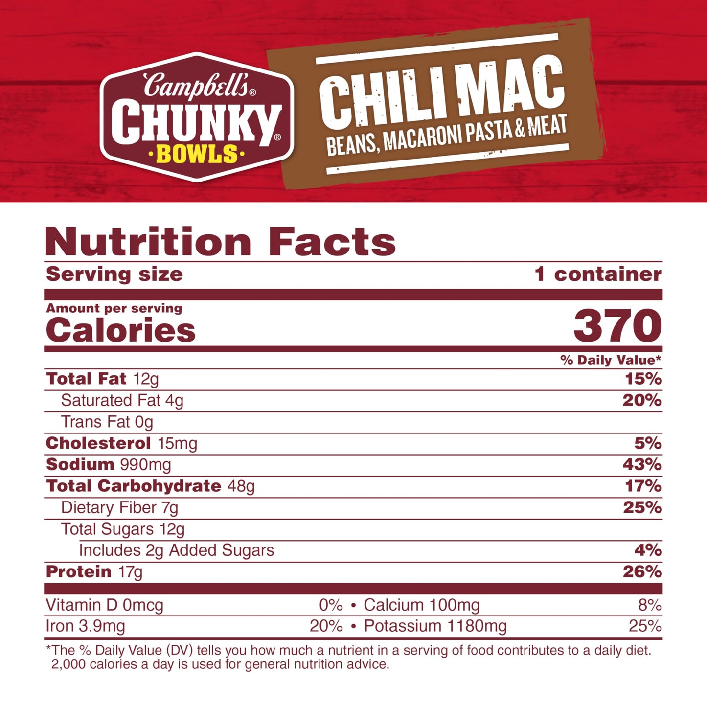Campbell’S Chunky Soup, Chili Mac Soup, 15.25 Oz Microwavable Bowl