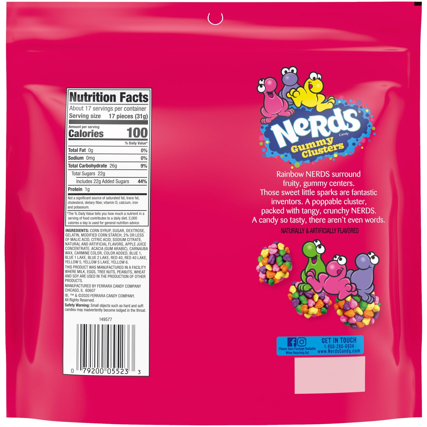 Nerds Gummy Clusters Candy, Rainbow, Springtime Easter Candy, Resealable 18.5 Ounce Big Bag