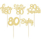 Gyufise 30Pcs Happy 80Th Birthday Cake Topper, Gold, For Birthday Anniversary Party Decorations