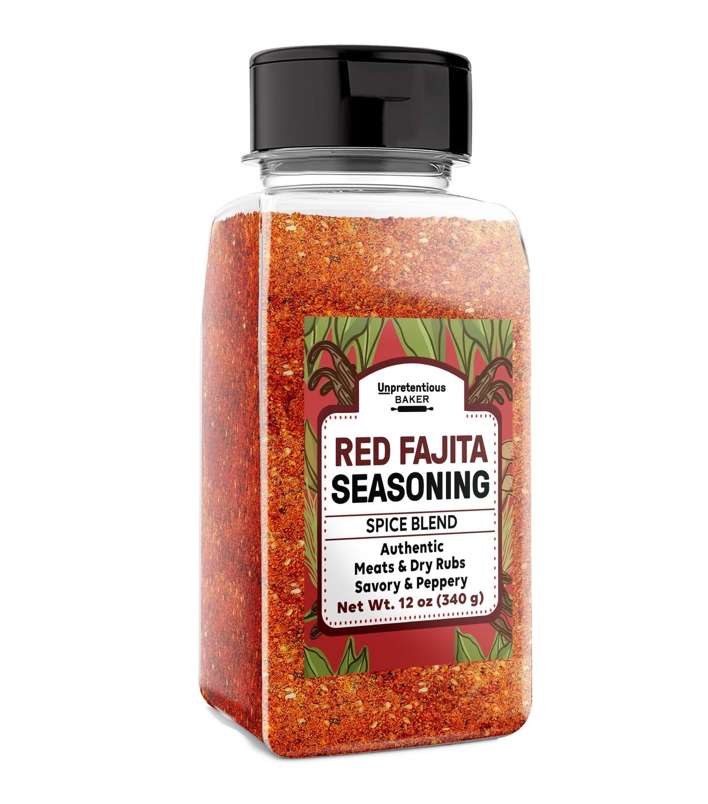 Unpretentious Red Fajita Seasoning, 12 oz, Spice Blend, Peppery & Savory, Fajitas & Tacos