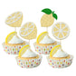 24Pcs Lemon Cupcake Toppers Glitter Flower Ring Fruit Bridal Shower Cupcake Picks For Lemonade Engagament Party Baby Shower Birt