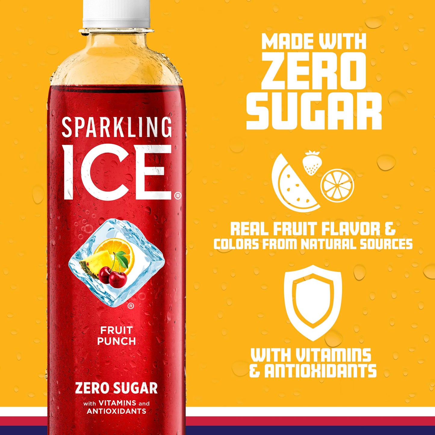 Sparkling Ice Fruit Punch Sparkling Water, Zero Sugar, 17 Fl Oz Bottles, Pack of 12