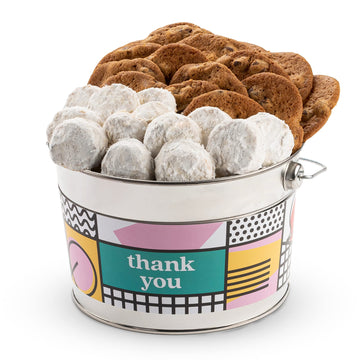 David’s Cookies Assorted Cookies Bucket - Thin Crispy Cookies & Butter Pecan Meltaways - 1.3 Lbs - TY-BPM Gift Basket