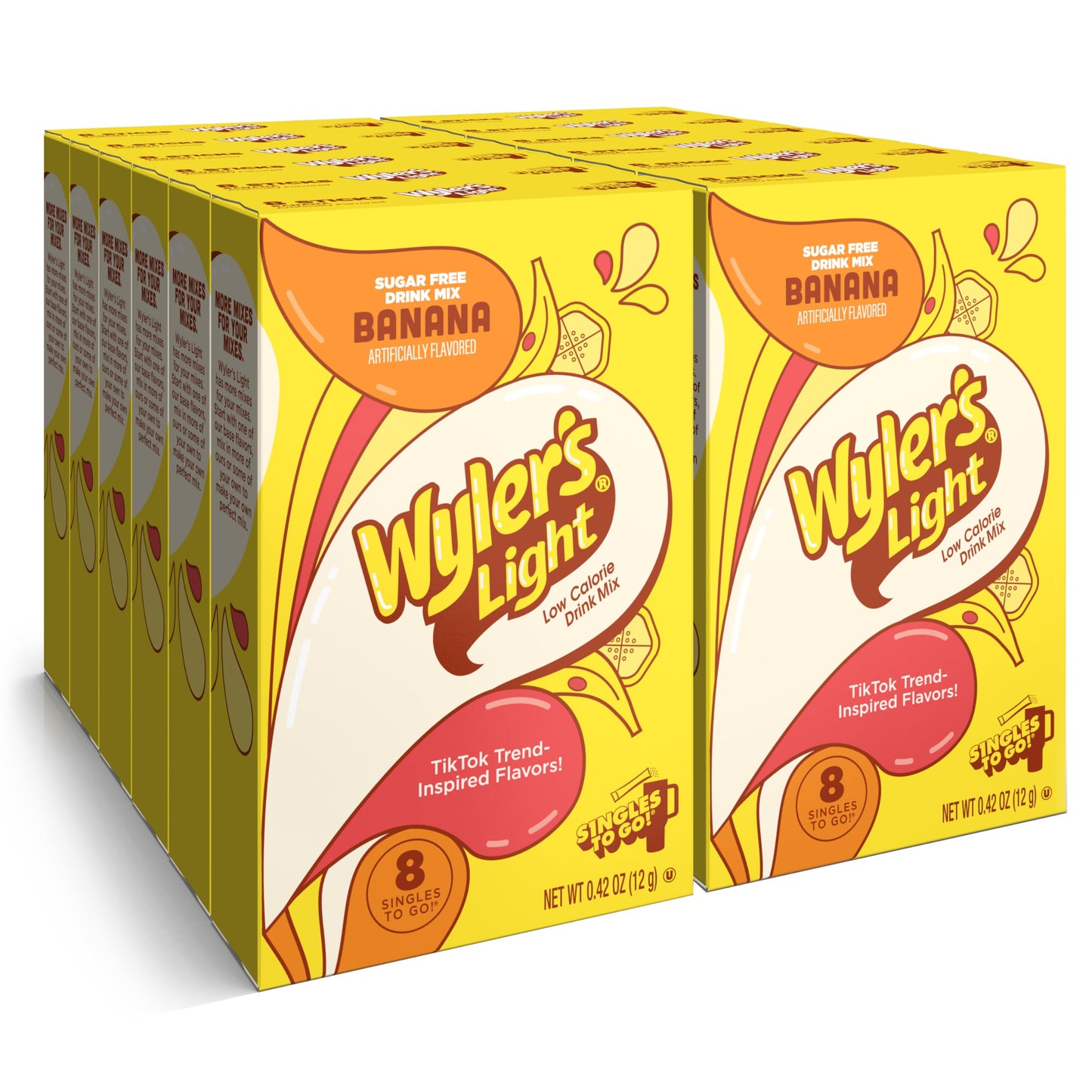 Wyler s Light Singles To Go Powder Packets, Water Drink Mix, Watertok Banana, 96 Servings, 8 Count x Pack of 12