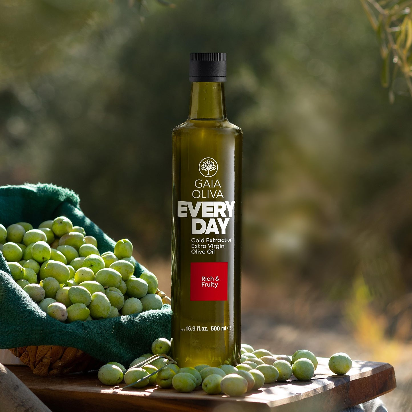 Gaia Oliva Cold Press Extra Virgin Olive Oil, Delicate Rich Fruity Flavor Kosher Natural Fresh Olive Oil Salad Cooking Aceite De