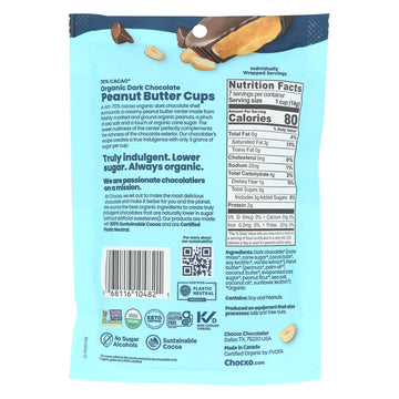 Chocxo Organic 70% Dark Chocolate Peanut Butter Cups, 3.45 Oz