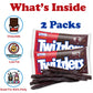 Partypom Chocolate Licorice Twists, Soft & Chewy Candy Sticks, 2 Pack, 12 Oz. Each, Low Fat, Kosher Snack