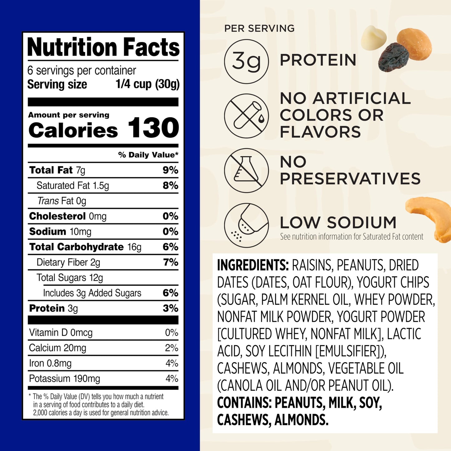 Snak Club Yogurt Trail Mix, Gluten-Free Snack, 6.75 oz Resealable Bags, 6 Pack