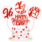 Ercadio 1 Pack Happy Valentine'S Day Cake Topper With Love Heart Red Glitter Cake Pick Valentine'S Day Theme Party Cake Decorati