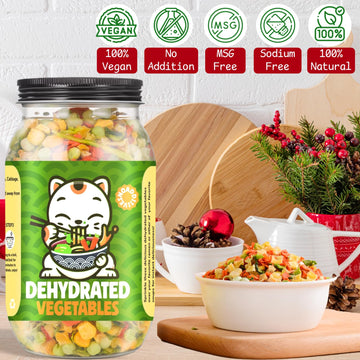 Freeze Dried Mixed Dehydrated Vegetables - 10.58Oz Natural Ramen Toppings Vegetable Flakes, No Gluten& No Allergen, Dry Veggie F