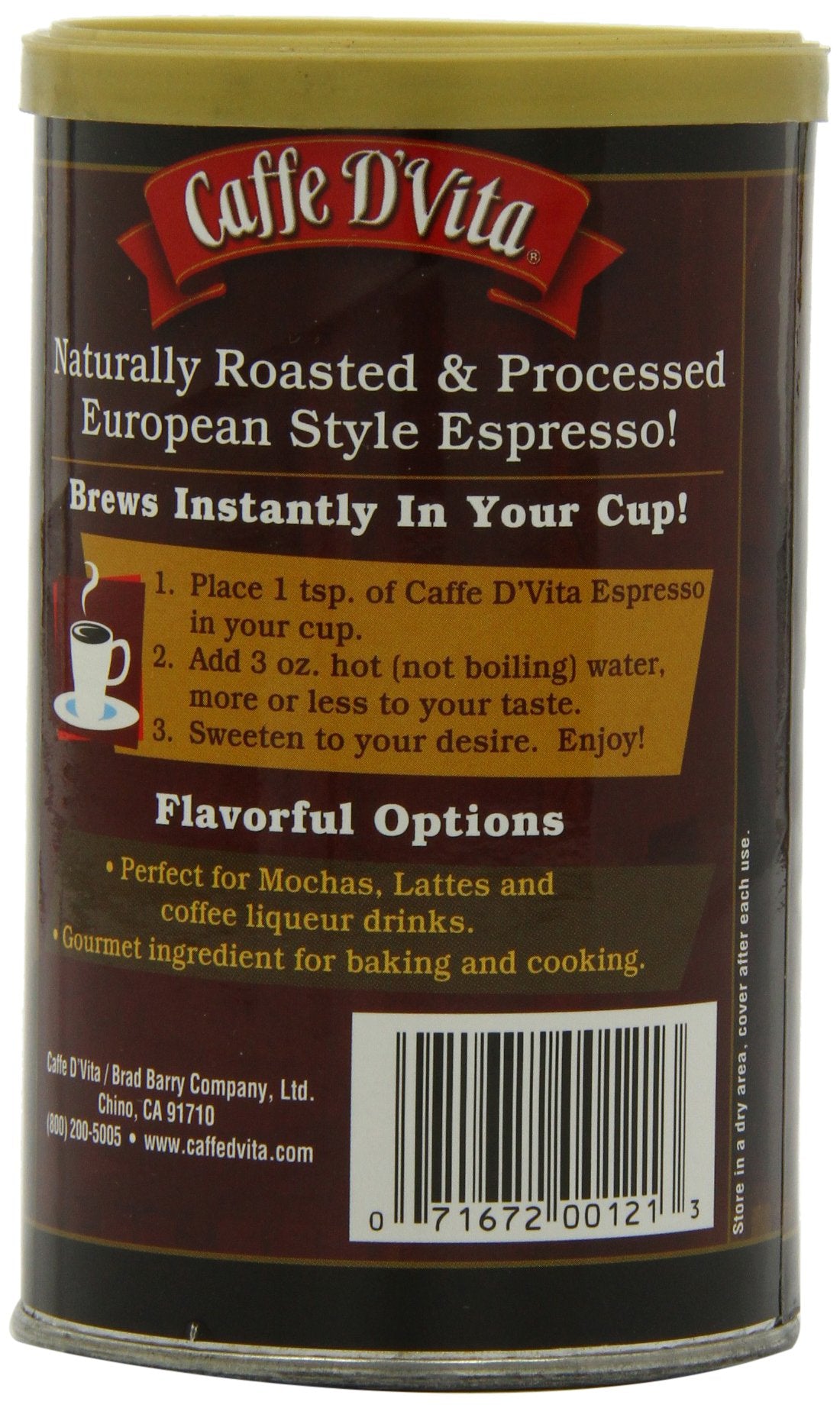 Caffe D Vita, Coffee Inst Espresso, 3 Oz, (Pack Of 6)