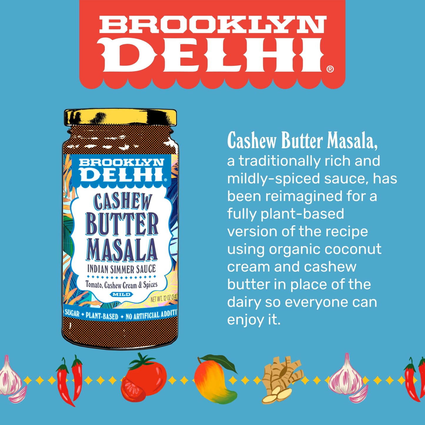 Brooklyn Delhi Golden Coconut Curry - Indian Simmer Sauce with Turmeric  Ginger  Lemon  & Coriander - 12 Ounces - Mild Enough for a kid  Flavorful Enough for a Foodie - Vegan - No Artificial Additives (1 Pack  Butter Chicken)