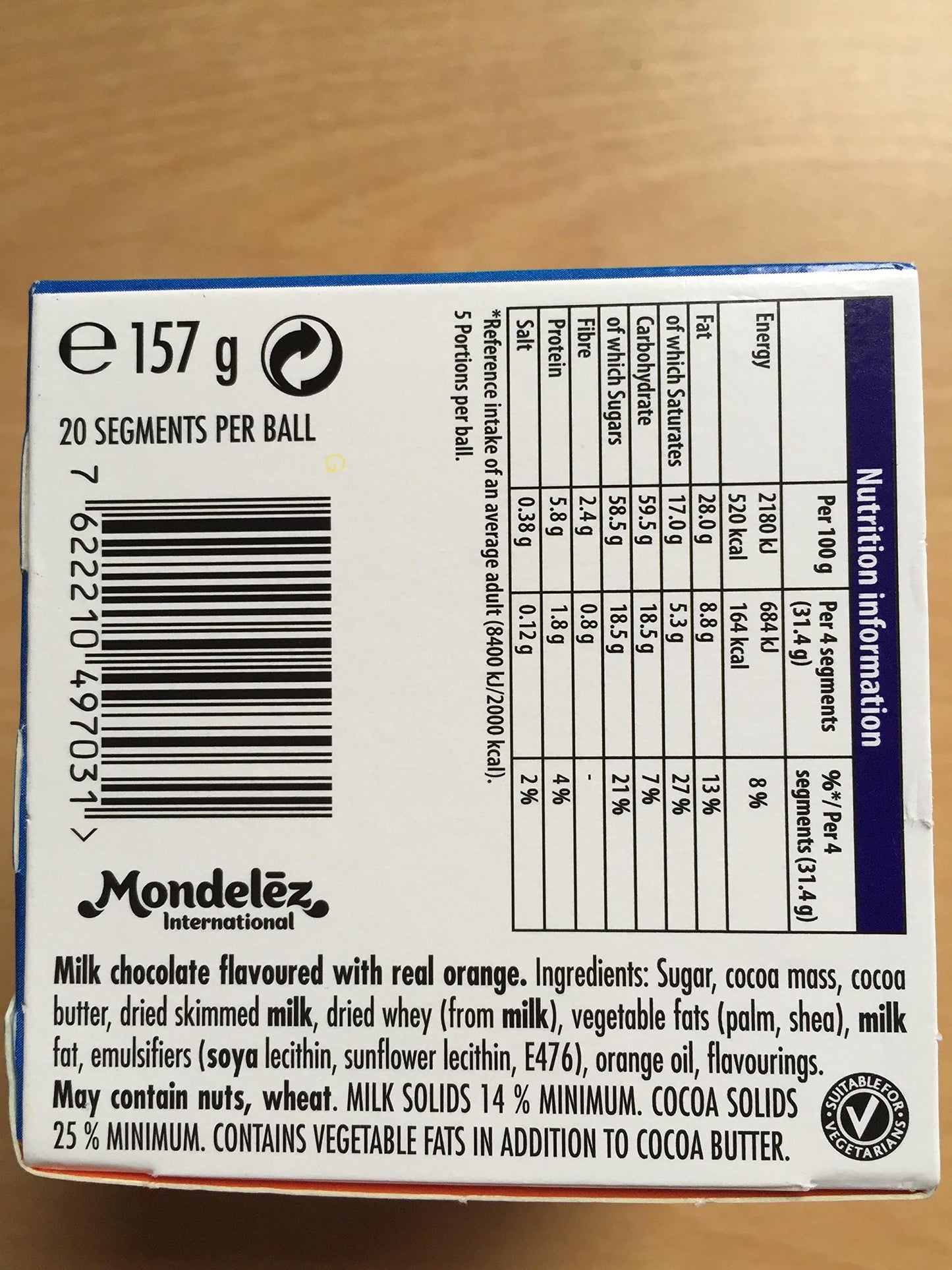 Terry'S Milk Chocolate Orange 157G