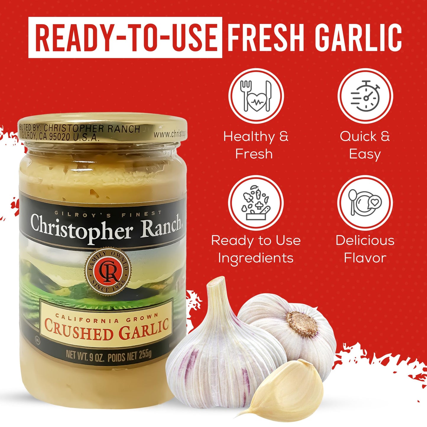 Christopher Ranch Crushed Garlic in Olive Oil, Gluten-Free, Vegan-Friendly, 9 Oz (Pack of 2)