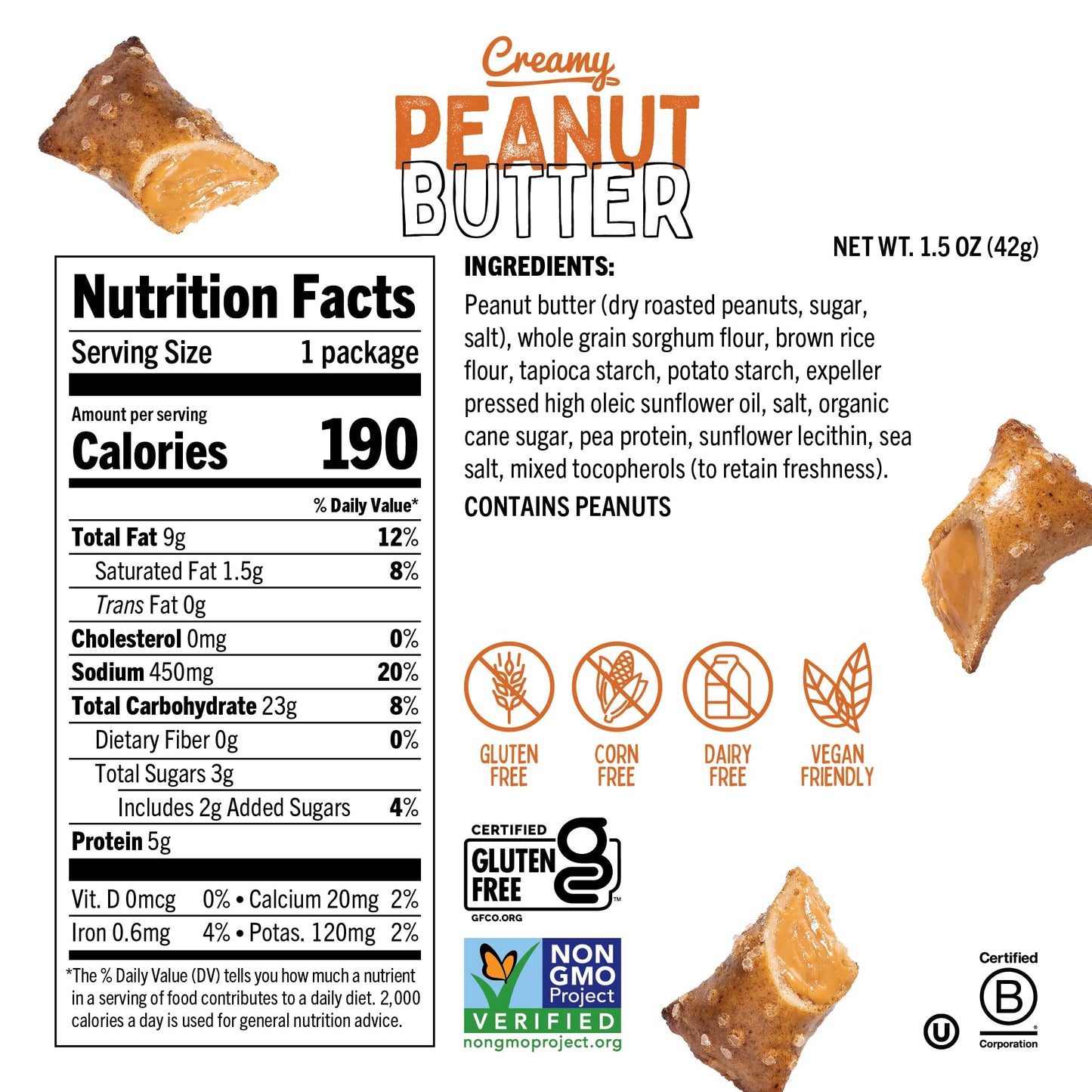 Quinn Creamy Peanut Butter Filled Pretzel Nuggets - Made With Real Ingredients, Whole Grain Sorghum, Sea Salt, Vegan, Gluten Fre