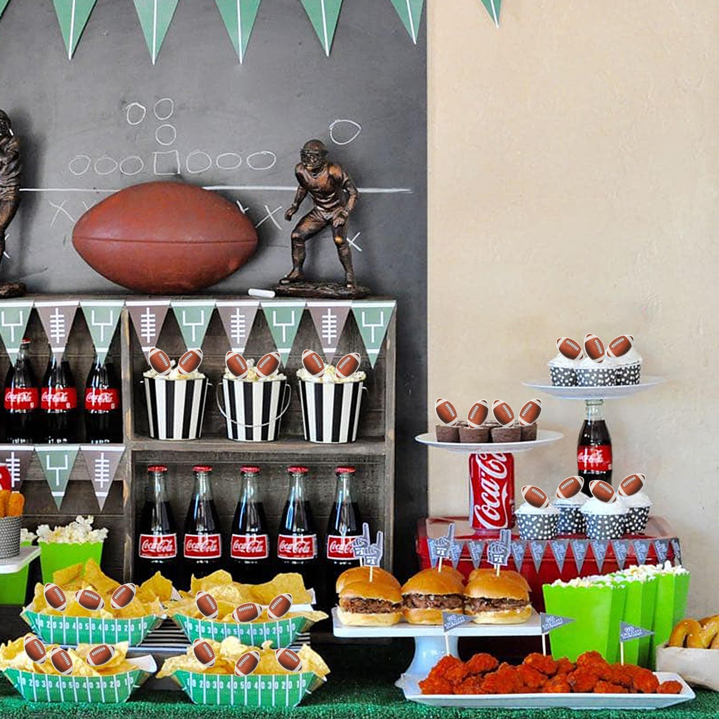 48 Pcs Edible Rugby Ball Cupcake Toppers Wafer Paper Football Cake Decorations Edible Rugby Ball Cake Picks Toppers For Sports R