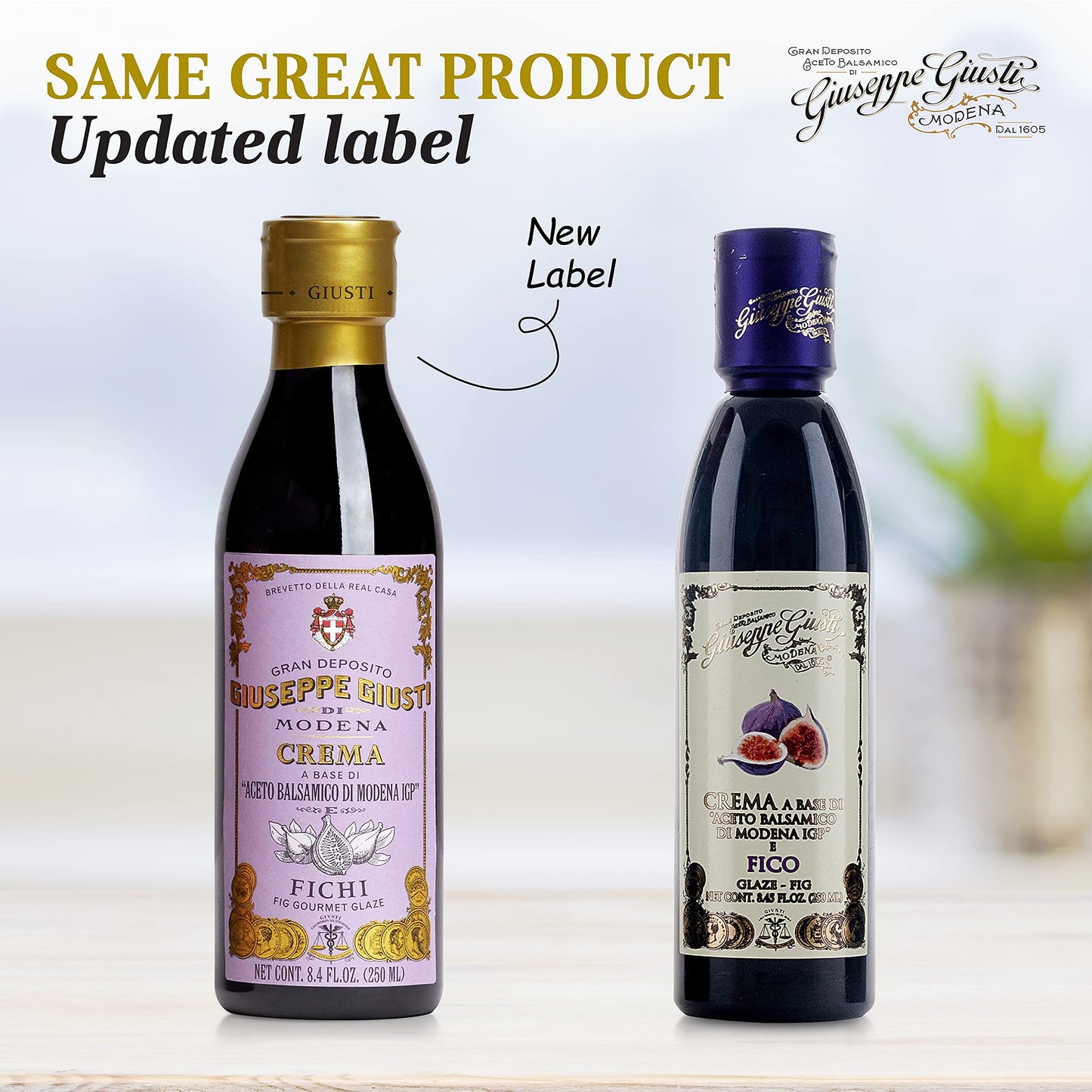 Giusti Fig Balsamic Glaze - Italian Gourmet Crema Reduction - 8.45 fl oz - Balsamic Vinegar of Modena Black