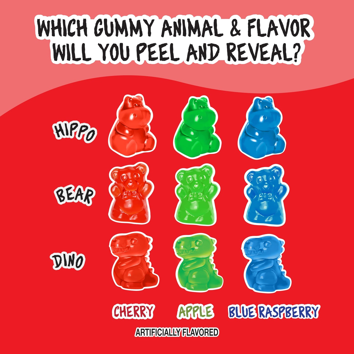Juicy Drop Christmas Mystery Gummy Candy Cubes, Original Flavor, 5Oz, Peelable Strawberry Gummy Cube, Mystery Animal Inside, Interactive 2-In-1 Treat For Party Favors, Stocking Stuffers, Kids Gifts