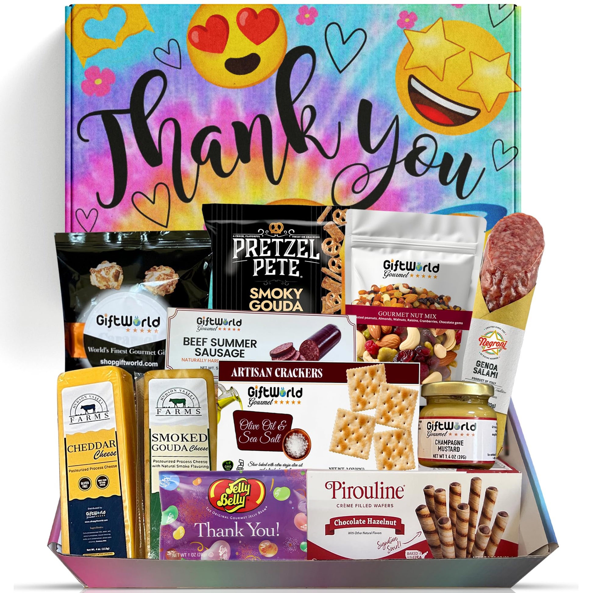 GiftWorld Gourmet Meat and Cheese Basket - 11 Artisan Food Gifts for Thank You, Men, Women, Families, and Employees