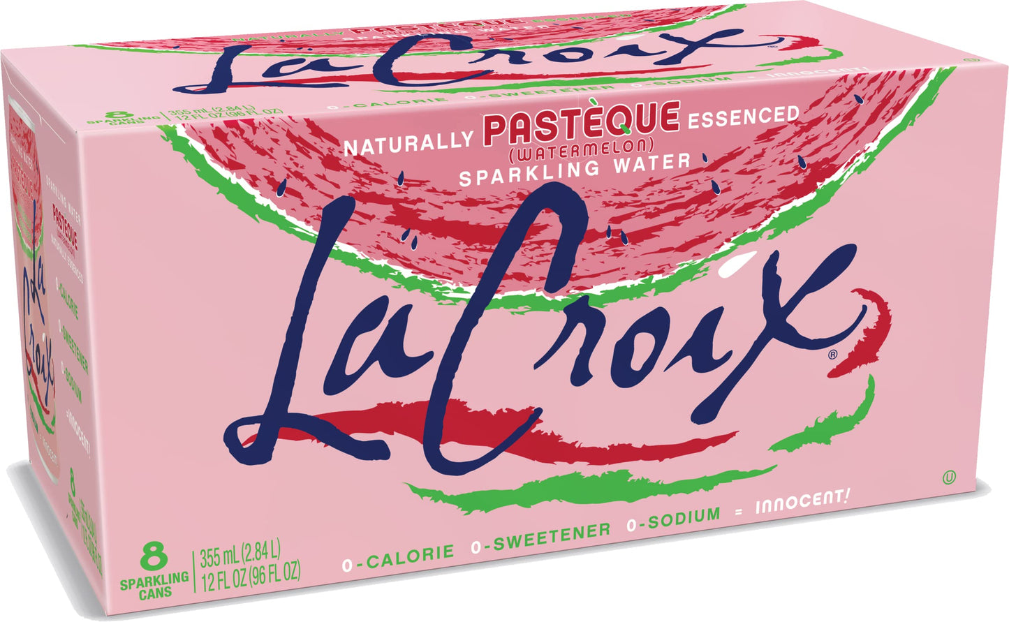La Croix Sparkling Water, Watermelon Flavor, 12 Fl Oz, Pack of 8