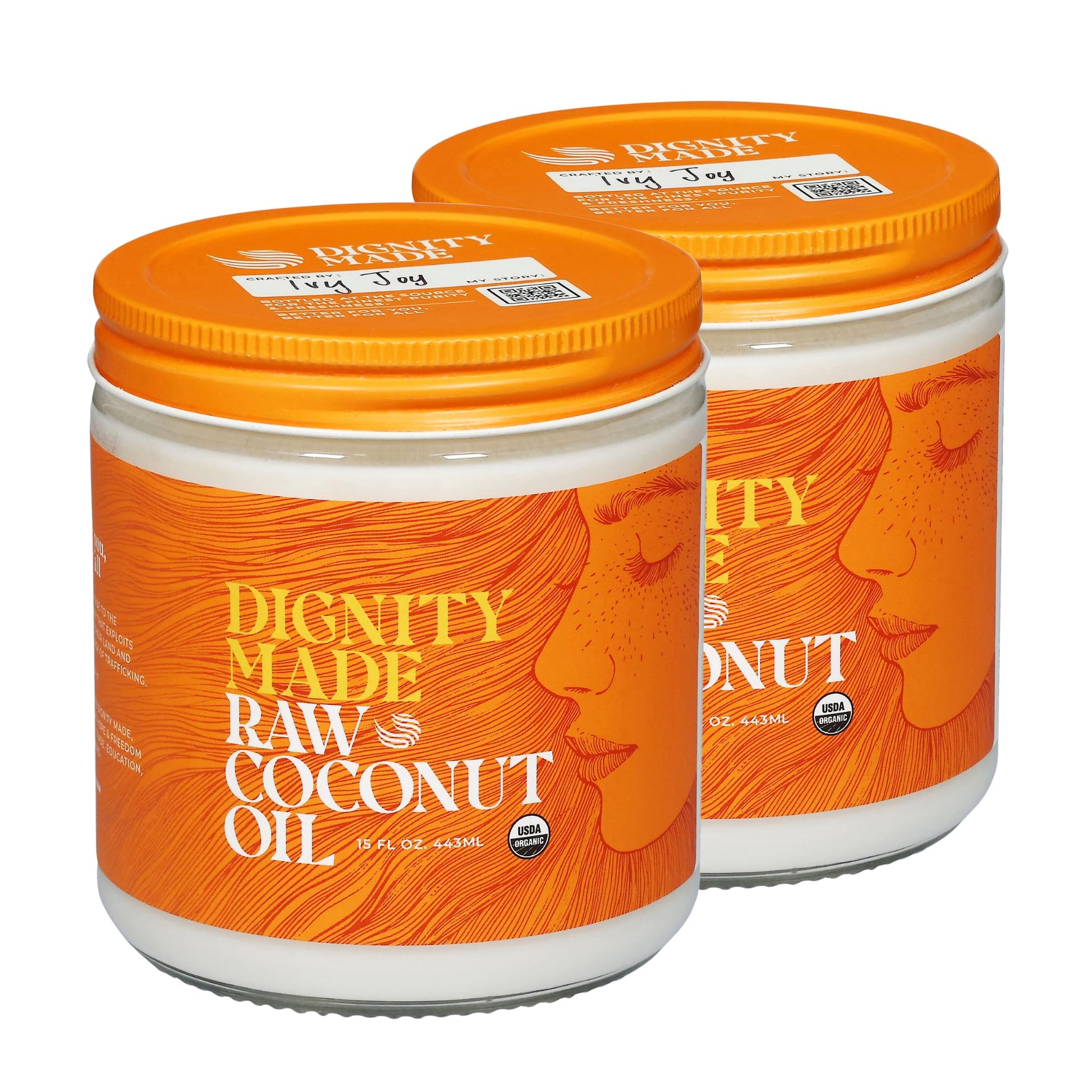 Raw Organic Coconut Oil For Skin, Hair & Cooking - Unrefined, Centrifuge-Extracted, Fair Trade Verified, Non-Gmo, Virgin Coconut Oil - Beauty & Health Essentials (15 Fl Oz, Pack Of 2)