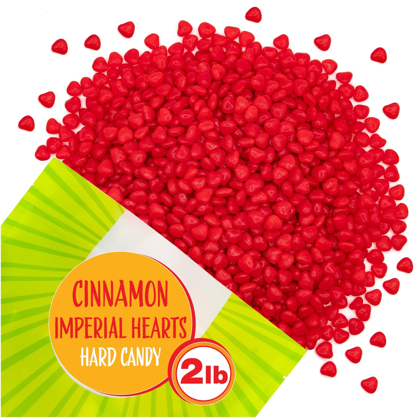 Cinnamon Imperial Hearts | 2 Pound Bag | Red Spicy Hard Candy Bulk | Heart Shaped Cinnamon Candy Bits for Baking  Decorating  Gifting  and Snacking | Retro Candies
