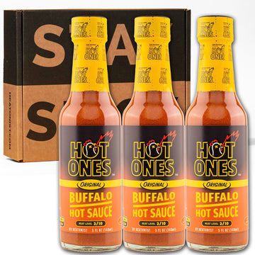 HOT ONES Buffalo Sauce, Mild Hot Sauce with Cayenne Pepper, 5 fl oz Bottle, 3-Pack