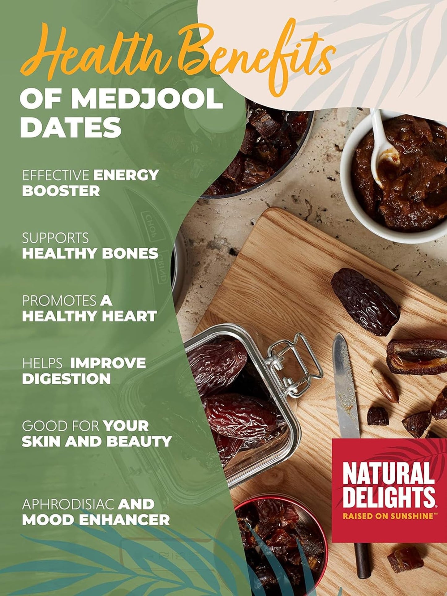 Natural Delights Organic Medjool Dates Pitted - USDA Certified Organic Fruit  Good Source of Fiber & Potassium  Naturally Sweet  Snack for On-the-Go  Large & Plump Dates - 12 oz Tub (Pack of 2)