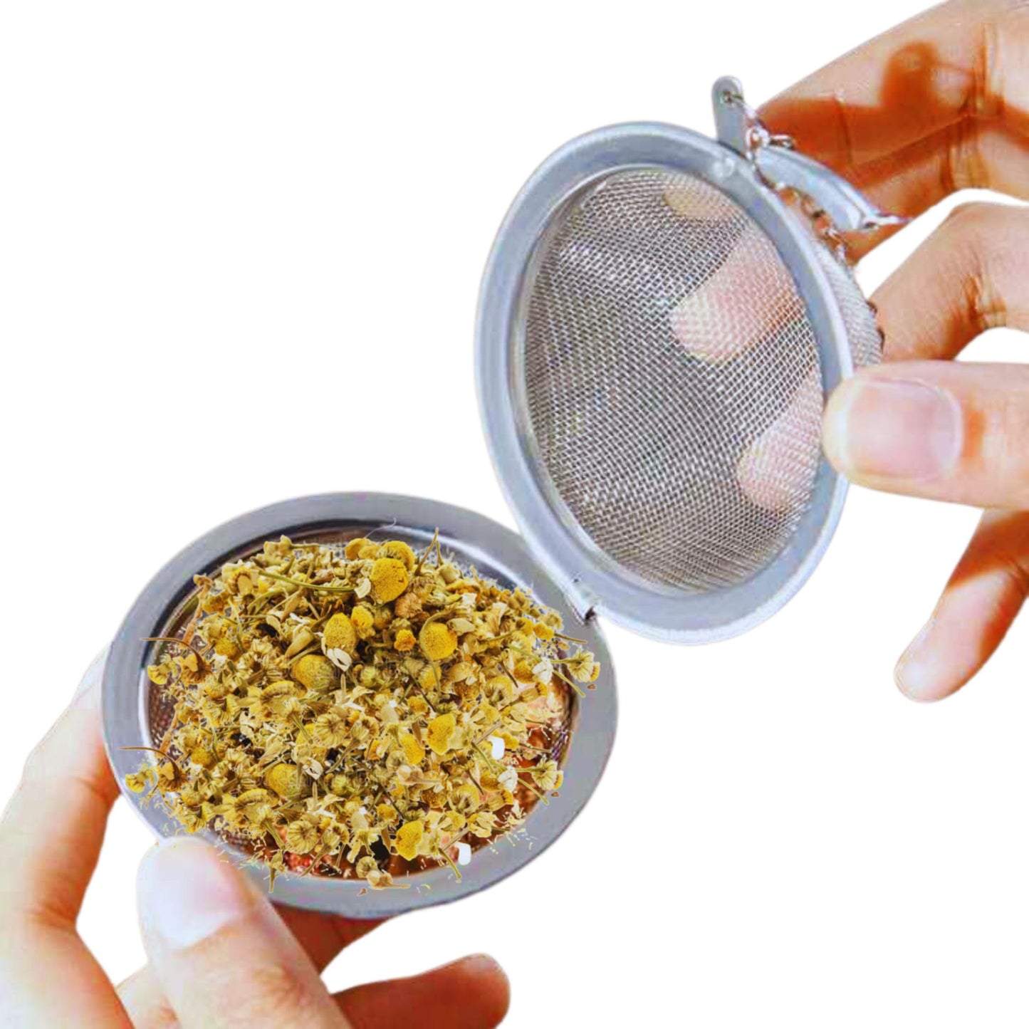 Manzanilla TE (Chamomile Flowers) 4 oz. 113g Tea Loose Leaf  Herb  Vegan  100% Natural+ Tea Strainer Stainless  Infuser Tea Ball for Loose Leaf