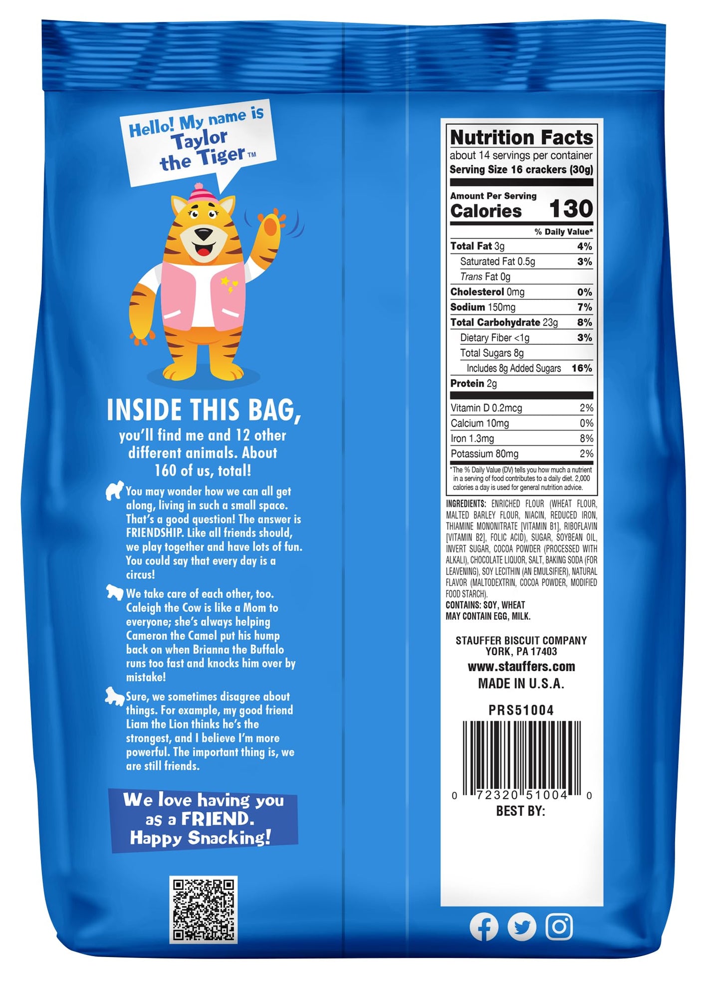 STAUFFERS Simply Animals Chocolate  ers - Animal-Shaped Snacks - 14.5oz Bag - No High Fructose Corn Syrup - 6.5 x 3.5 x