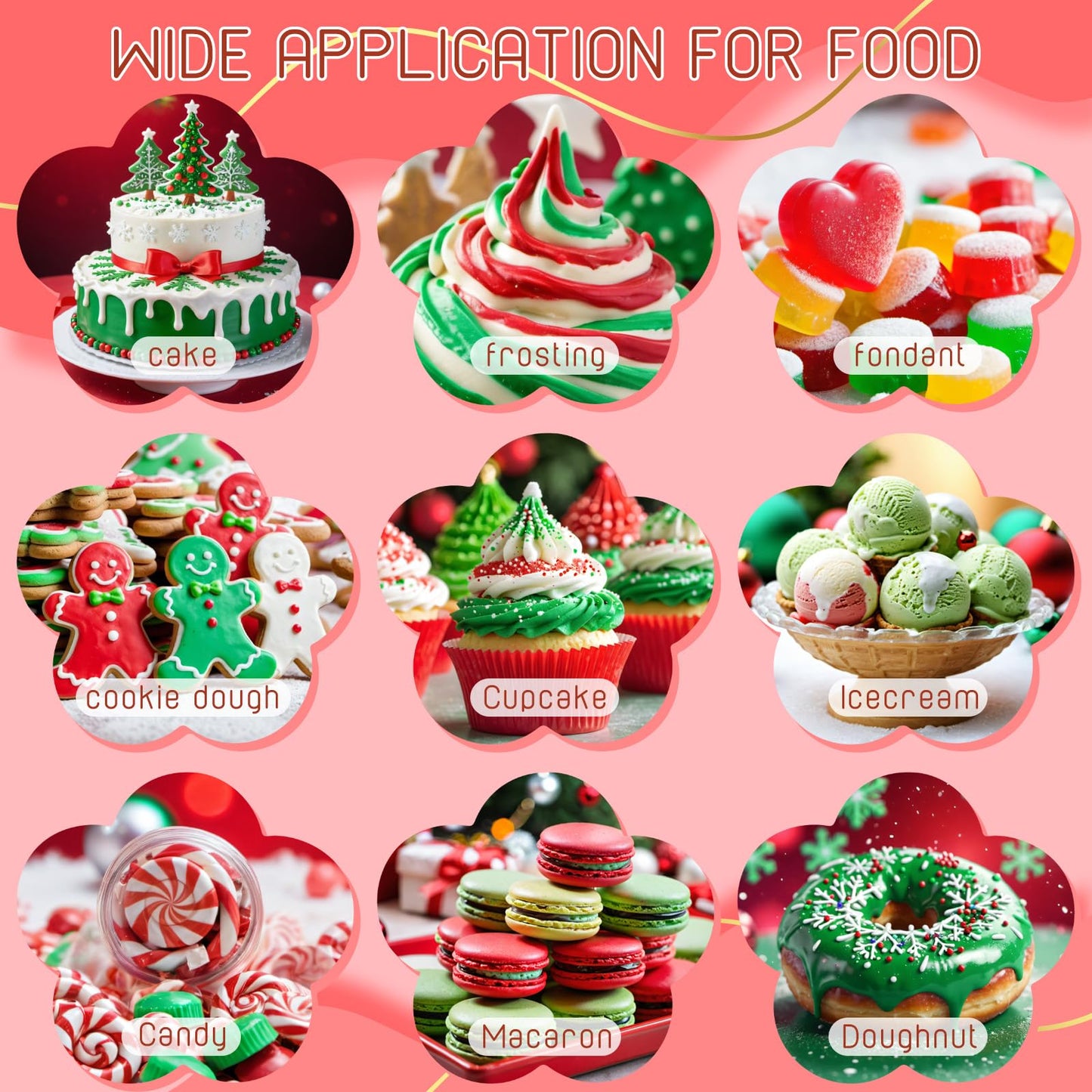 Gel Food Coloring For Cake Decorating - 3 Concentrated Assorted Food Color Edible Christmas Red Green White - Food Grade Dye For