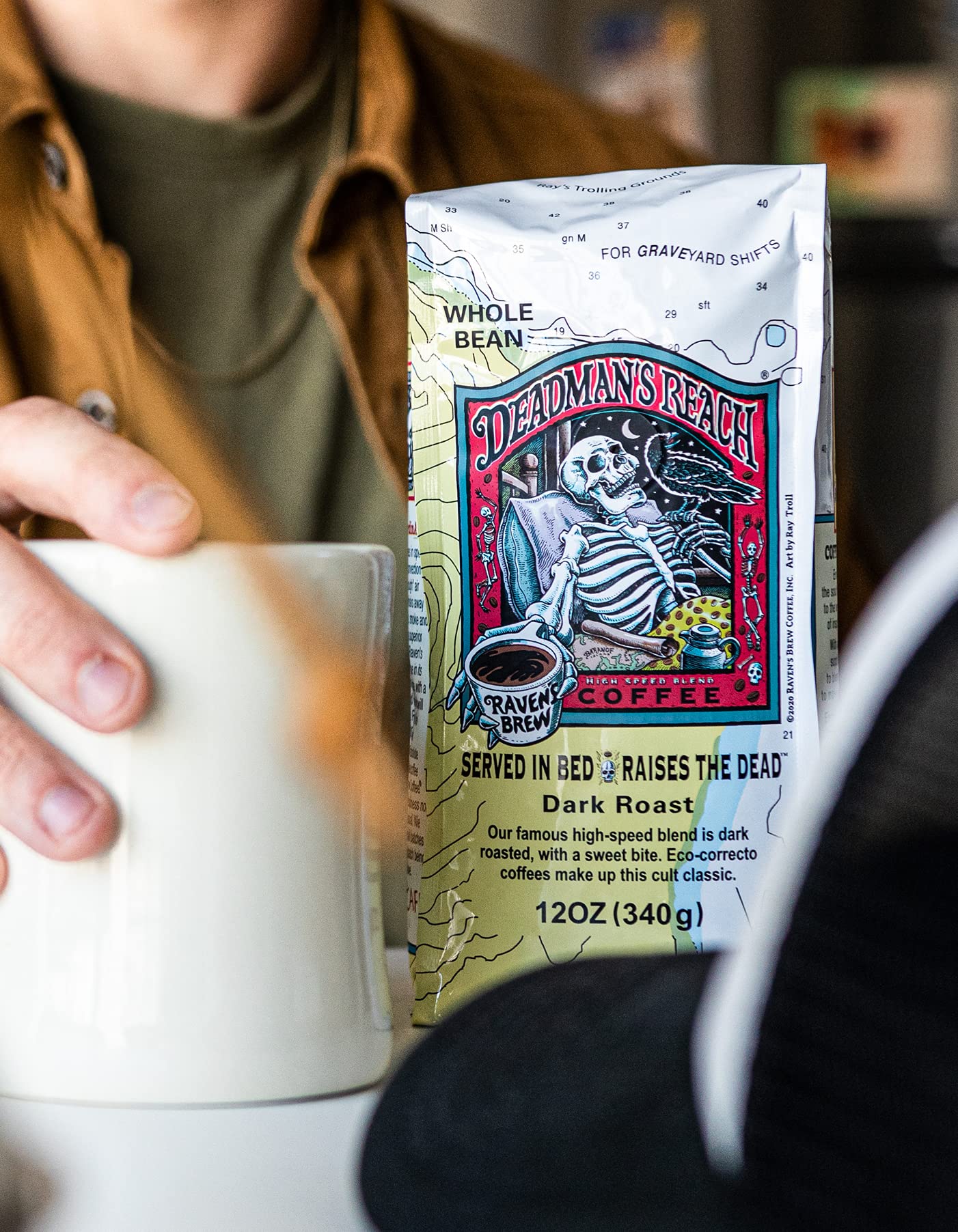 Ravens Brew Coffee Dark Roast High Caffeine Ground Coffee - Deadmans Reach, 32 Ounce