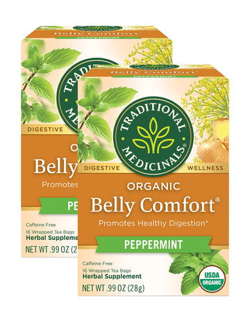 Traditional Medicinals Organic Peppermint Herbal Tea, Alleviates Digestive Discomfort, 16 Count (Pack Of 2)