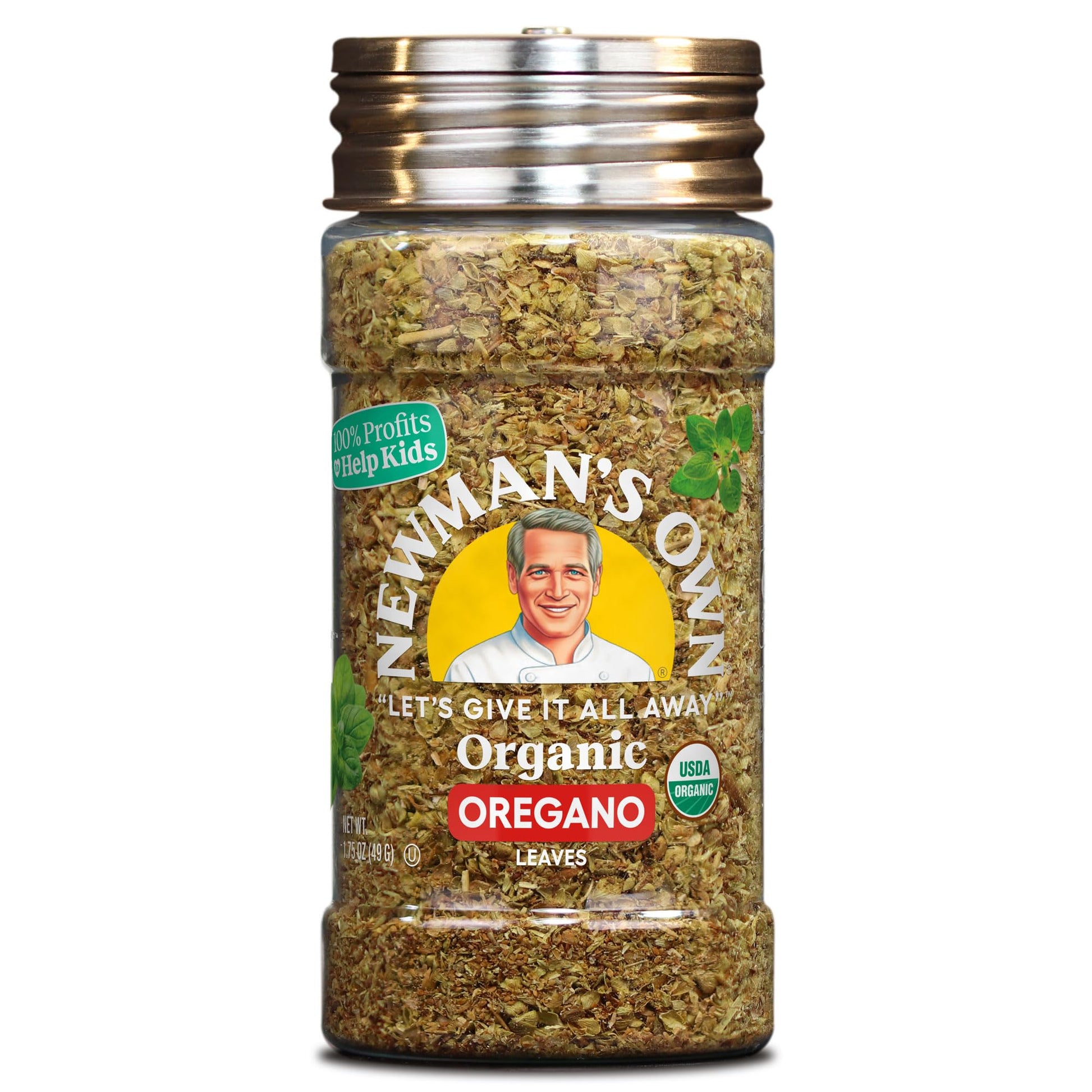 Newman's Own Organic Oregano Leaves; Great on Pasta, Dressings, and Marinades, USDA Certified Organic; Non-GMO; Kosher; 1.75Oz. 