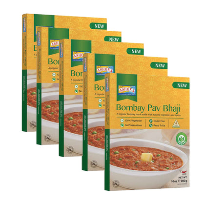 Ashoka Traditional Meals 1932, Vegan Mashed Vegetable Instant Curry, All-Natural, Ready to Eat Microwavable Meals, Bombay Pav Bh