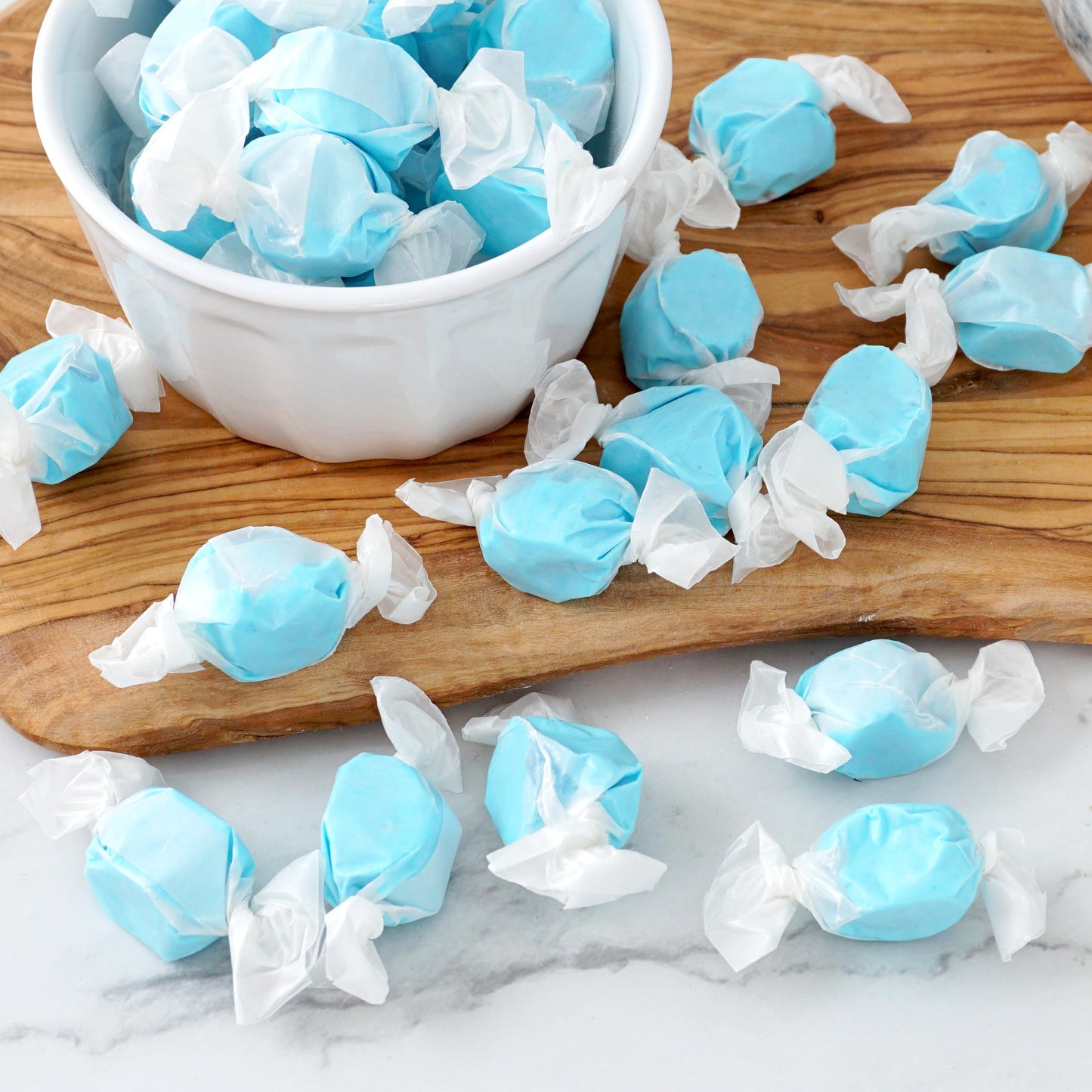 Blue Raspberry Salt Water Taffy, 2 Pound Bulk Bag, Blue Taffy, Individually Wrapped Blue Candy