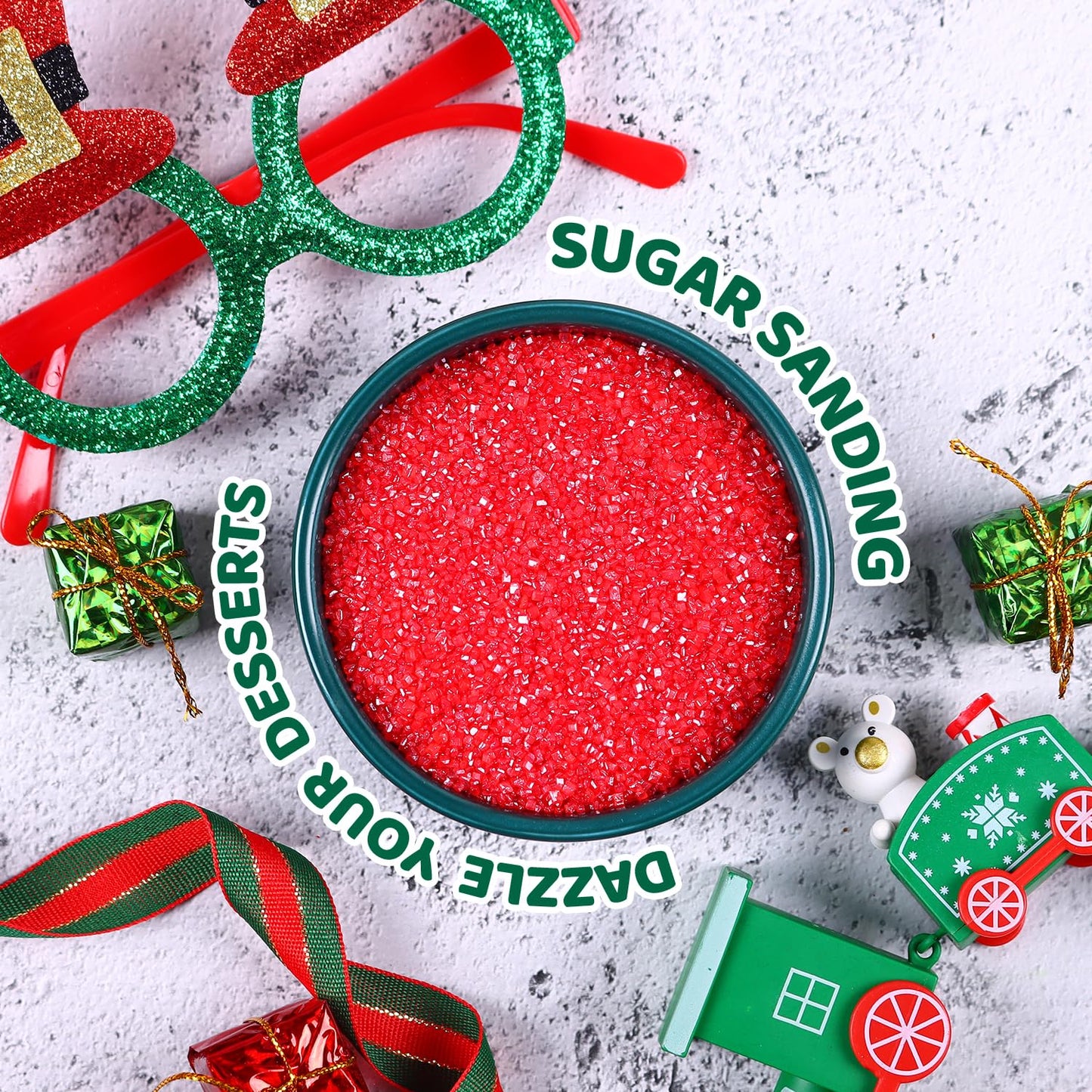 Red Sanding Sugar Sprinkles For Cake Decorating, 4.02Oz Red Edible Glitter Sprinkles For Cupcake Toppers Baking Drinks Cookie Ic