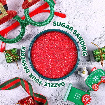 Red Sanding Sugar Sprinkles For Cake Decorating, 4.02Oz Red Edible Glitter Sprinkles For Cupcake Toppers Baking Drinks Cookie Ic