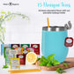 Modern Elegance Tea Tumbler Gift Set – Includes Tea Bag Holder, Spoon, Honey Straw, 15 Assorted Flavor Blends & Hot & Cold 12Oz Insulated Tumbler – Ideal For Holiday Gift For Tea Lovers – Teal