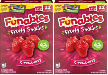 Funables Fruit Snacks, Strawberry Fruit Flavored Snacks, 0.8 Ounce Pouches (22 Count) (Pack of 2)
