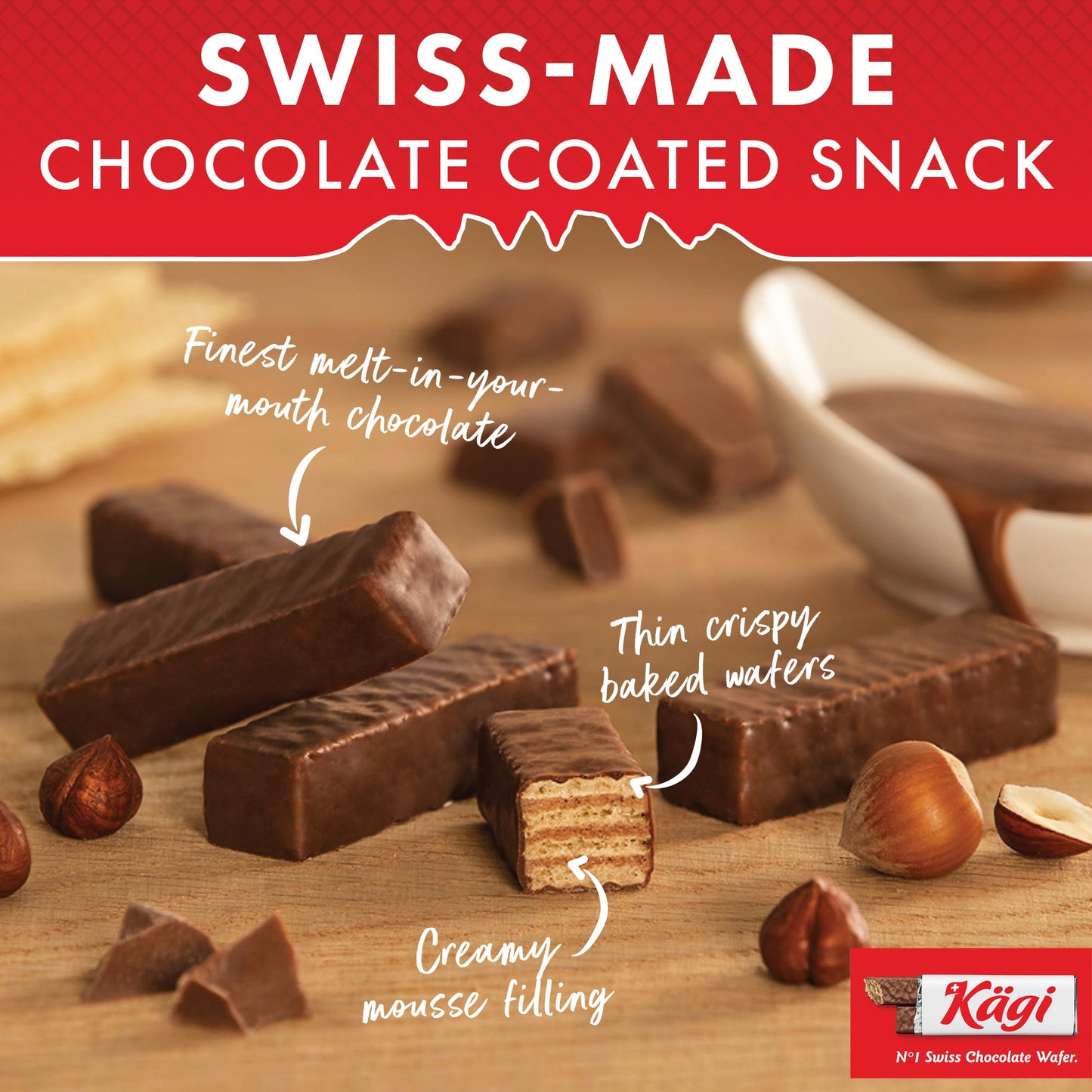 Kägi Swiss Milk Chocolate Mini Wafers, Crispy Coated  , 300g, Brown, Individually Wrapped, Collector’s Gift Box
