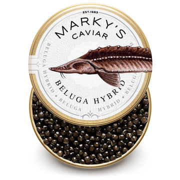 MARKY'S Beluga Hybrid Black Caviar - 1 oz / 28 g - Premium HUS BAE Beluga Sturgeon Malossol Black Roe Caviar - GUARANTEED OVERNI