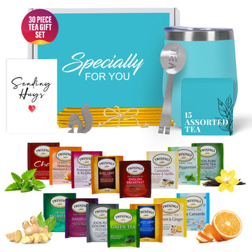 Tea Gift Sets For Tea Lovers - Tea Gift Box - Get Well Care Package With Tea Sampler, Tea Gift Basket (Sending Hug Card)