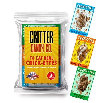 HotLix Crick-ettes Edible Bugs (3-Pack) | Dried Crickets to Eat | Dried Edible Bugs to Eat for Humans, Pets | Great for Parties 