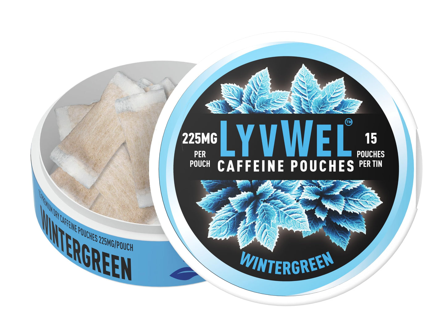 Lyvwel Ultra Caffeine Pouch – Wintergreen – 225Mg Natural Caffeine With Guarana – Crisp Mint Energy For Focus & Freshness – 1-Pack (15 Pouches)