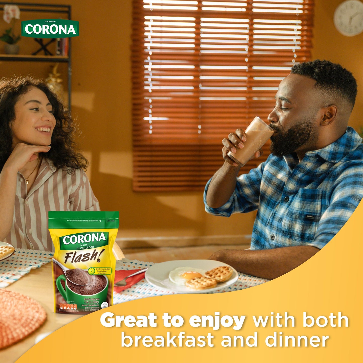 Corona Flash Instant Drink Mix, Amazing Texture & Flavor, 100% Pure Cocoa, Enjoy Anytime,7.05 Ounce (Pack of 1)