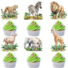 Cyodoos 24pcs Jungle Safari Animal Cupcake Toppers,Selected Jungle Themed Children's Party Birthday And Baby Shower Cake Decorat
