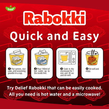 Delief Rabokki Hot Chicken Flavor 165G/5.82Oz - Pack Of 1, Korean Street Food, Ramen Noodle And Tteokbokki Rice Cake Combined In
